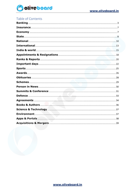 Table of Contents Banking