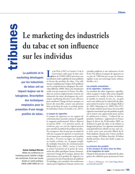 Le Marketing Des Industriels Du Tabac Et Son Influence Sur Les Individus