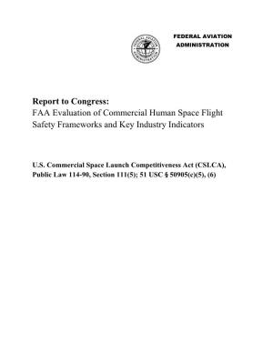 Report to Congress on FAA Evaluation of Commercial Human