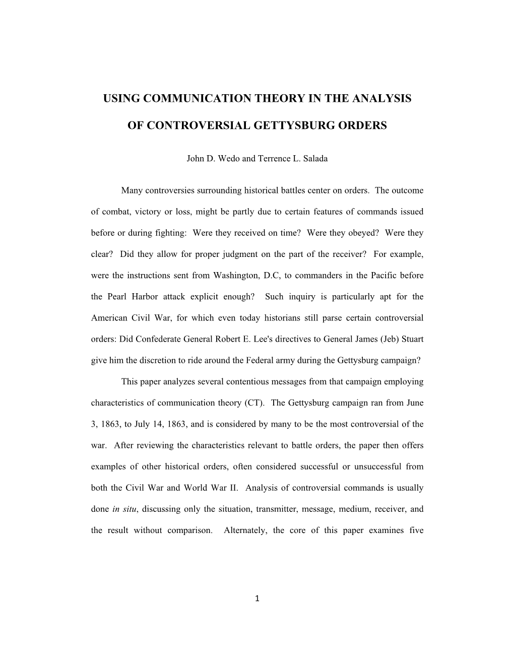 Using Communication Theory in the Analysis of Controversial Gettysburg Orders