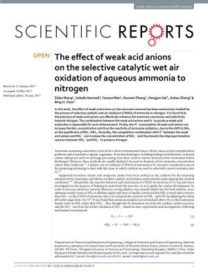 The Effect of Weak Acid Anions on the Selective Catalytic Wet Air Oxidation