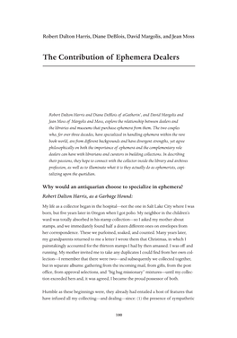 The Contribution of Ephemera Dealers