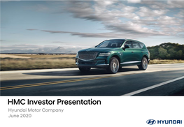 HMC Investor Presentation Hyundai Motor Company June 2020 Recent Updates