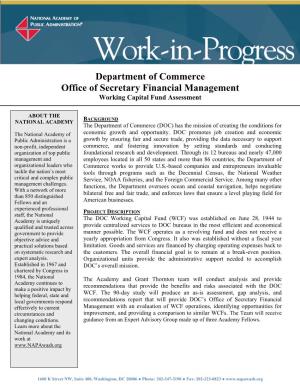Department of Commerce Office of Secretary Financial Management Working Capital Fund Assessment