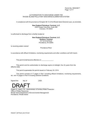 Northern Terminal, Providence, RI Draft NPDES Permit (PDF)