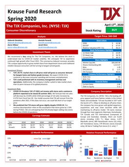 Krause Fund Research Spring 2020 April 17Th, 2020