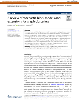 A Review of Stochastic Block Models and Extensions for Graph Clustering