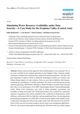 Simulating Water Resource Availability Under Data Scarcity—A Case Study for the Ferghana Valley (Central Asia)