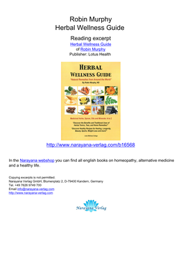 Robin Murphy Herbal Wellness Guide Reading Excerpt Herbal Wellness Guide of Robin Murphy Publisher: Lotus Health