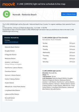 C LINE (GREEN) Light Rail Time Schedule & Line Map