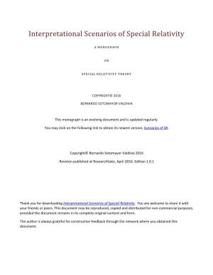 Interpretational Scenarios of Special Relativity