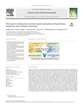 Plant Species Colonization in Newly Created Road Habitats of South Korea: Insights for More Effective Restoration