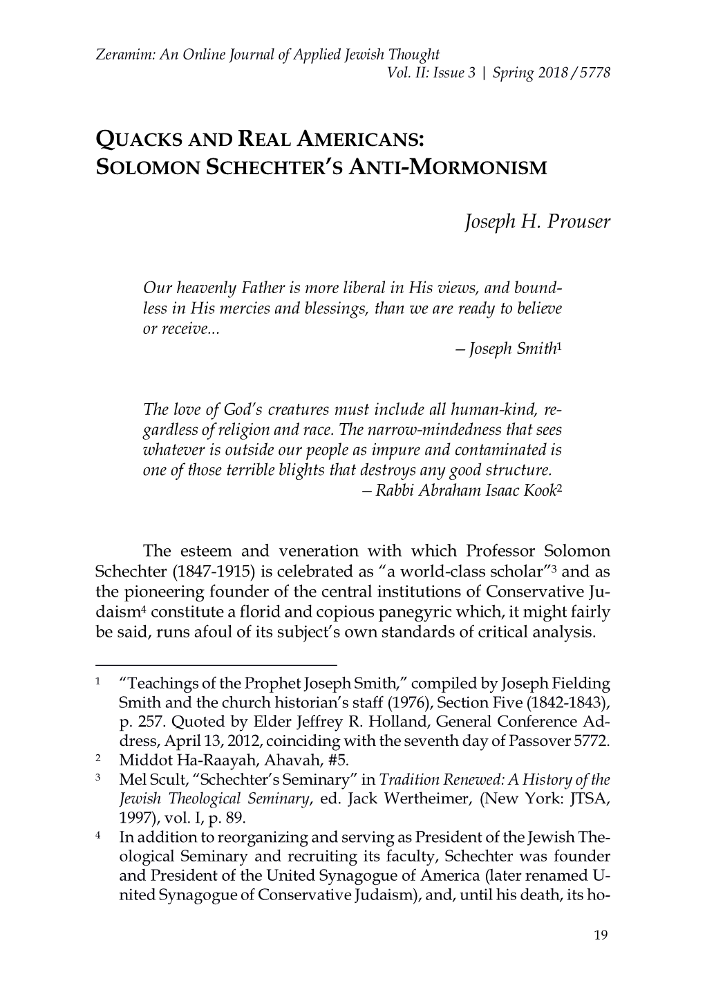 Quacks and Real Americans: Solomon Schechter's Anti-Mormonism