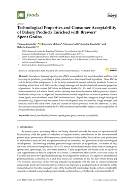 Technological Properties and Consumer Acceptability of Bakery Products Enriched with Brewers’ Spent Grains