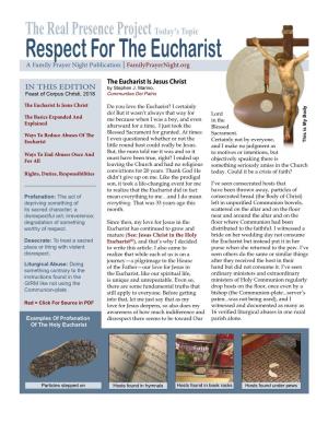 Respect for the Eucharist a Family Prayer Night Publication | Familyprayernight.Org