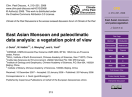 East Asian Monsoon and Paleovegetation