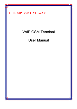 Voip GSM Terminal User Manual