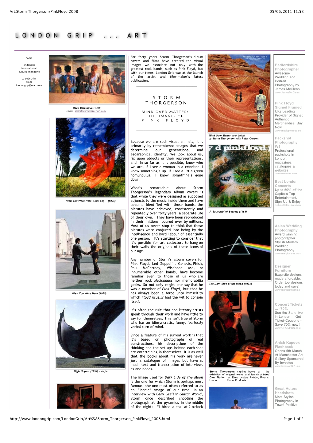 Art Storm Thorgerson Pinkfloyd 2008