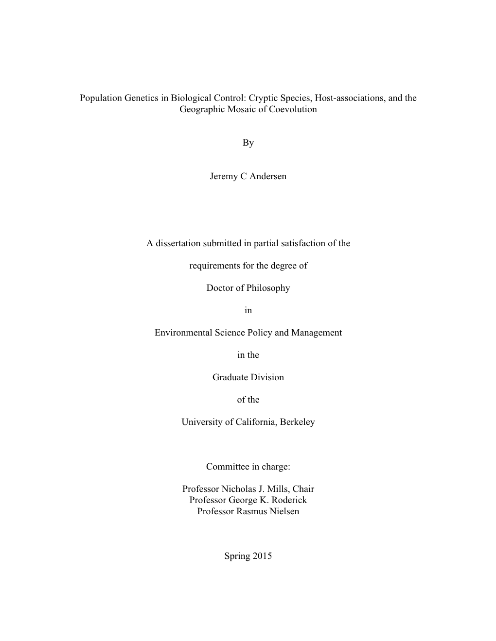 Population Genetics in Biological Control: Cryptic Species, Host-Associations, and the Geographic Mosaic of Coevolution