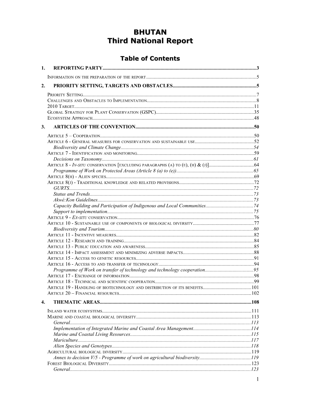 CBD Third National Report - Bhutan (English Version)