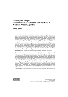 Intimacy and Danger. Ritual Practices and Environmental Relations in Northern Andean Argentina