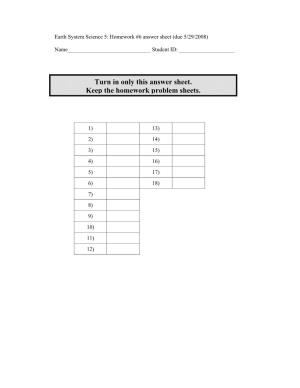 Turn in Only This Answer Sheet. Keep the Homework Problem Sheets