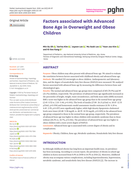 Factors Associated with Advanced Bone Age in Overweight and Obese Children