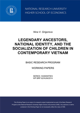 Legendary Ancestors, National Identity, and the Socialization of Children in Contemporary Vietnam