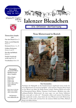 Ialenzer Bleadchen Die Ehlenzer Dorfzeitung