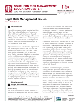 Legal Risk Management Issues