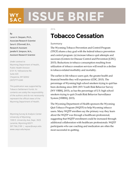Tobacco Cessation Issue Brief