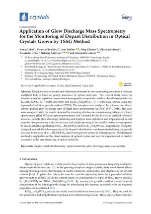 Application of Glow Discharge Mass Spectrometry for the Monitoring of Dopant Distribution in Optical Crystals Grown by TSSG Method