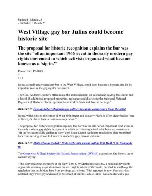 West Village Gay Bar Julius Could Become Historic Site