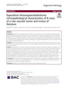 Clinicopathological Characteristics of 8 Cases of a Rare Vascular Tumor And