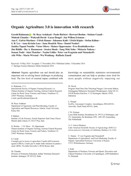 Organic Agriculture 3.0 Is Innovation with Research