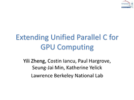 Extending Unified Parallel C for GPU Computing
