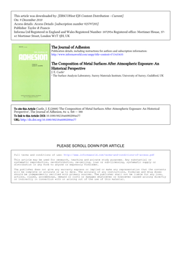 The Journal of Adhesion the Composition of Metal Surfaces After