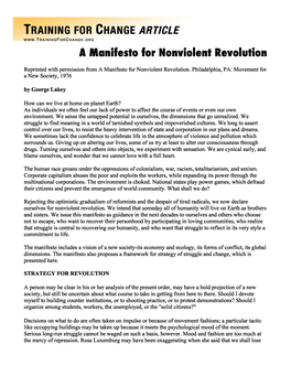 A Manifesto for Nonviolent Revolution