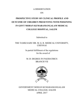 A Dissertation on Prospective Study of Clinical Profile