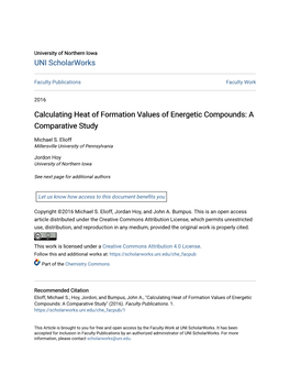 Calculating Heat of Formation Values of Energetic Compounds: a Comparative Study