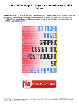 No More Rules Graphic Design and Postmodernism by Rick Poynor