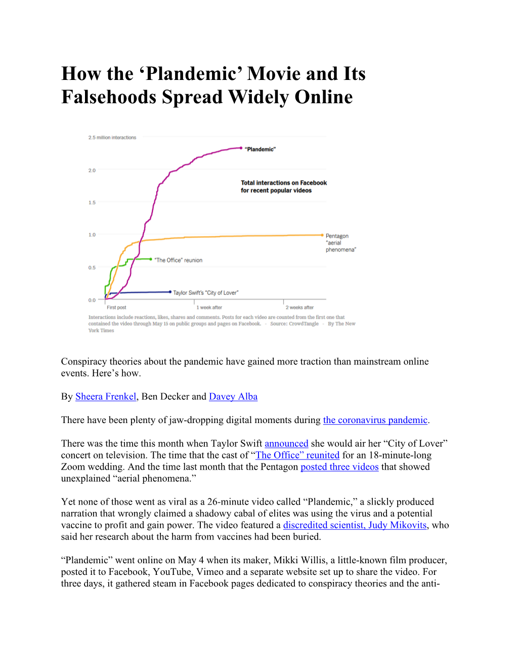 How the 'Plandemic' Movie and Its Falsehoods Spread Widely Online