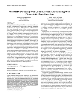 Defeating Web Code Injection Attacks Using Web Element Attribute Mutation