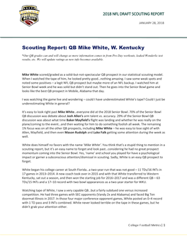 NFL Draft 2018 Scouting Report: QB Mike White, W. Kentucky