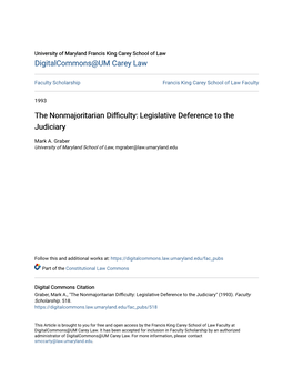 The Nonmajoritarian Difficulty: Legislative Deference to the Judiciary