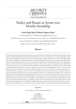 Turkey and Russia in Syrian War: Hostile Friendship