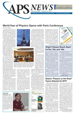 World Year of Physics Opens with Paris Conference by Ernie Tretkoff the World Year of Physics Was Jose Luis Moran-Lopez, Director Developing Nations