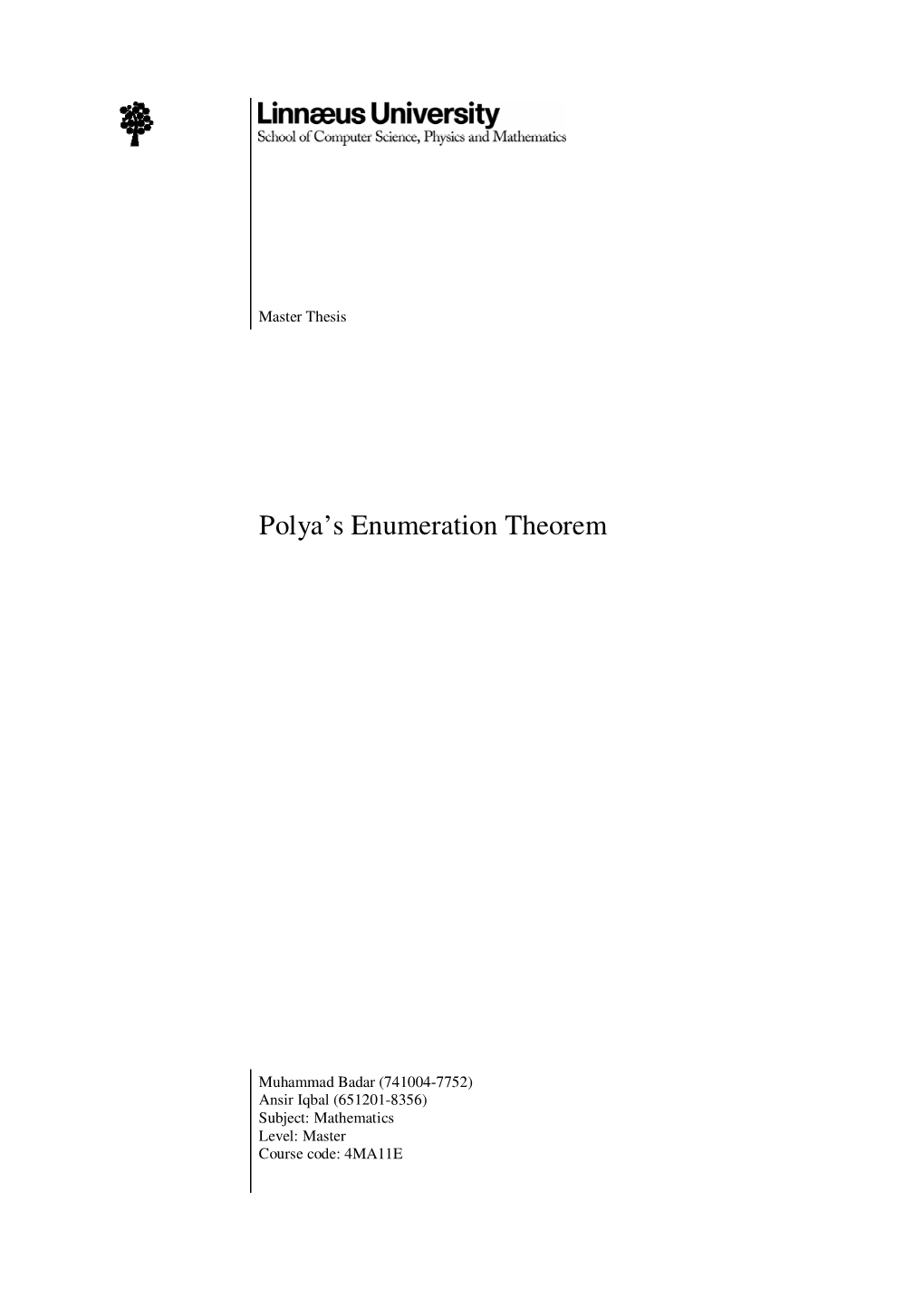 Polya's Enumeration Theorem