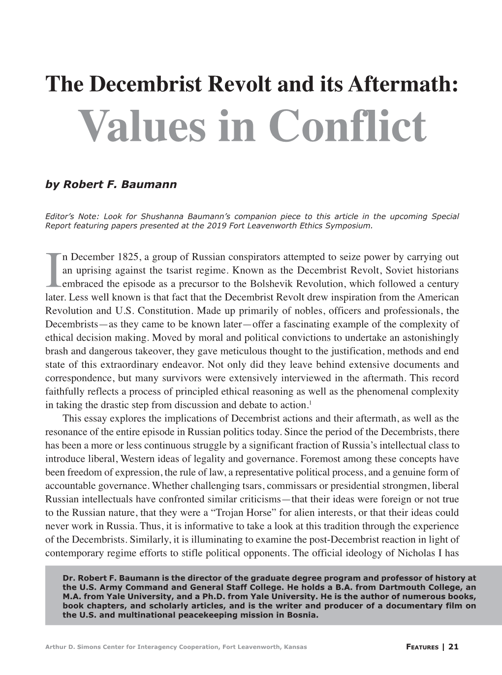 The Decembrist Revolt and Its Aftermath: Values in Conflict by Robert F