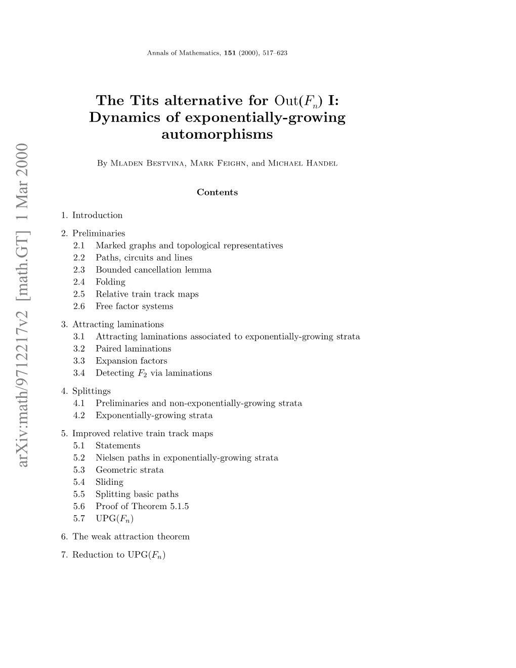 Arxiv:Math/9712217V2 [Math.GT] 1 Mar 2000 .Atatn Laminations Attracting 3